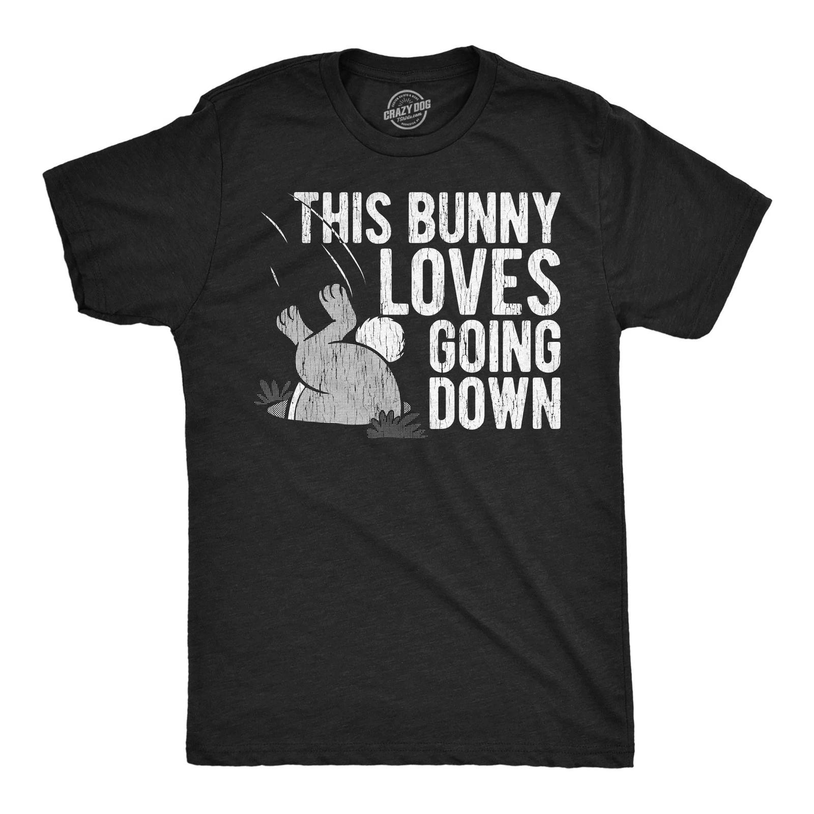 Mens Funny T Shirts This Bunny Lovers Going Down Sarcastic Adult Joke Graphic XXL