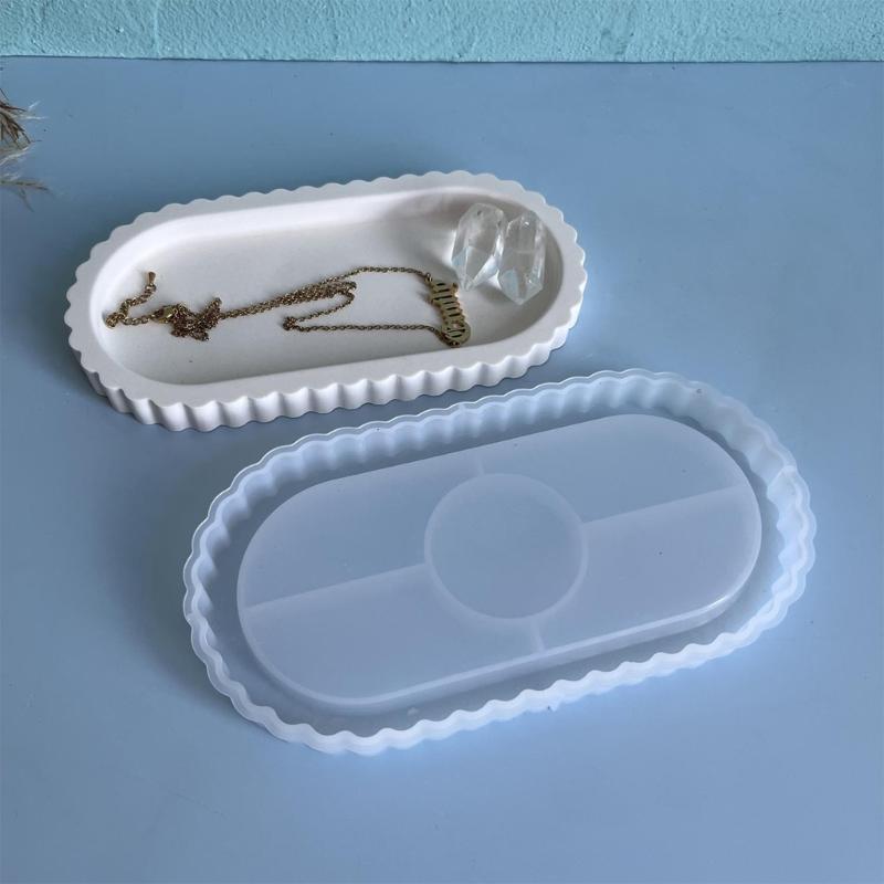 Jewelry Tray Silicone Moulds Oval Resin Tray Molds for Epoxy Resin Candle Holder Jewelry Storage Tray Home Decoration