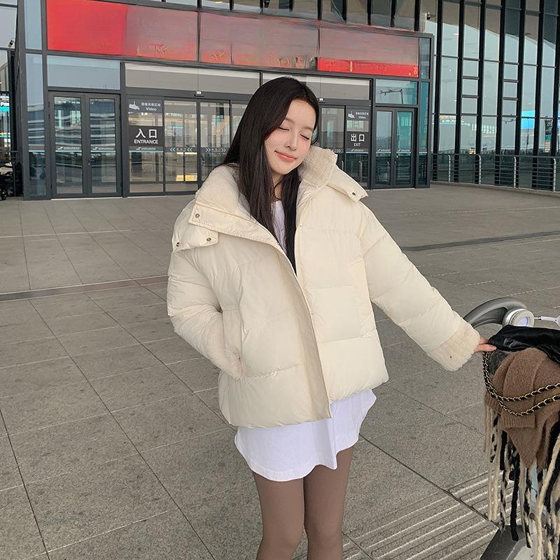 

Down cotton-padded jacket for women s winter 2025 new small thickened lamb wool splicing cotton-padded jacket M