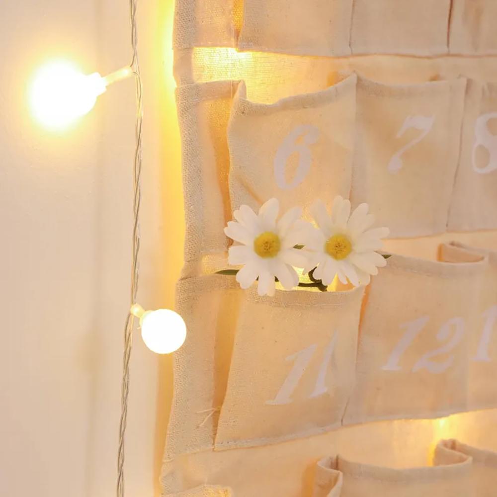 25 Day Christmas Countdown Advent Calendar Canvas Interactivet Santa Wall Hanging Home Decor Christmas Craft Kit Kids DIY Advent