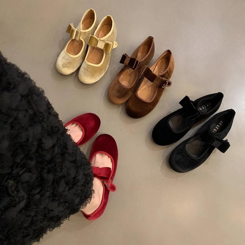 2026Low Heel Suede High-end Lightweight Shoe Women's Shoes New Style Spring Autumn Fashion Temperament Gentle Mary Jane Shoes