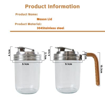 Stainless Steel Wide Mouth Mason Jar Flip Prouting Spout Lids With Handle For Home Brewing Fermenting Drinks Airtight