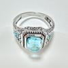 Accessories Geometric Square Aquamarine Zircon Ring For Women Vintage Textured Punk Hip Hop Ring For Men