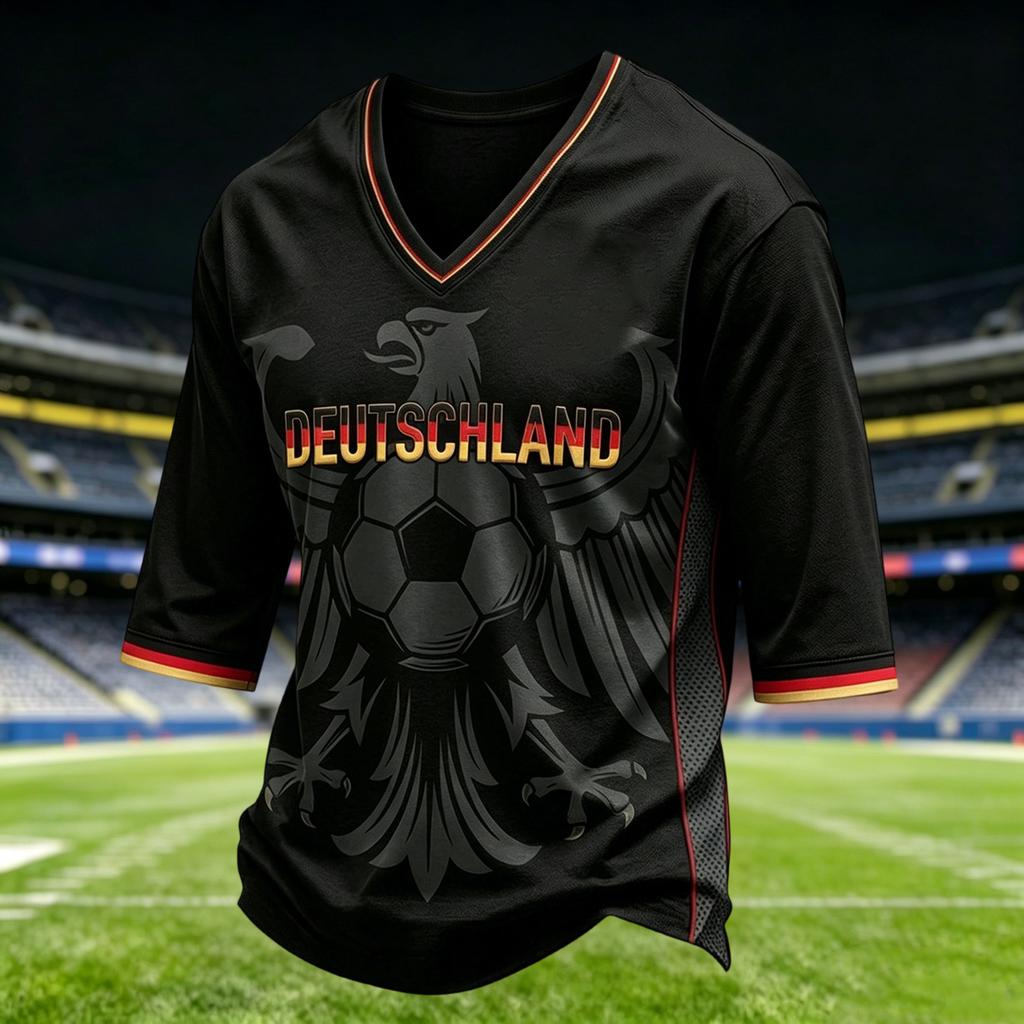 Men's Casual V Neck T Shirt Three Quarter Sleeve Top Soccer Inspired Graphic Print Lightweight Comfortable Fit