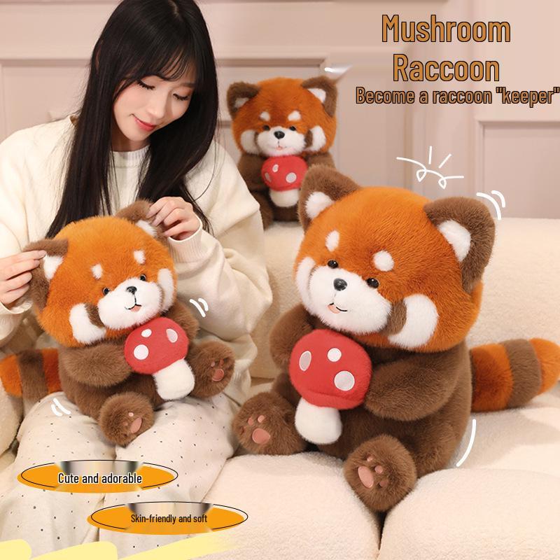 Internet Sensation: Cute Mushroom Raccoon Plush Toy - Perfect for Gifts & Claw Machines