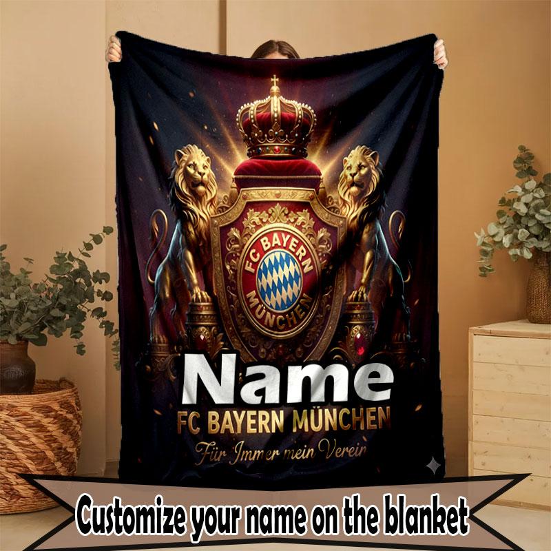 Custom Name Personalized FC Bayern Print Blanket, Home Decor, Bedroom, Sofa, Camping, Couch, Gifts for Birthday Christmas