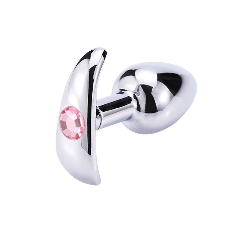 Metal G-Spot Butt Plug with Diamond Accents for Self-Pleasure