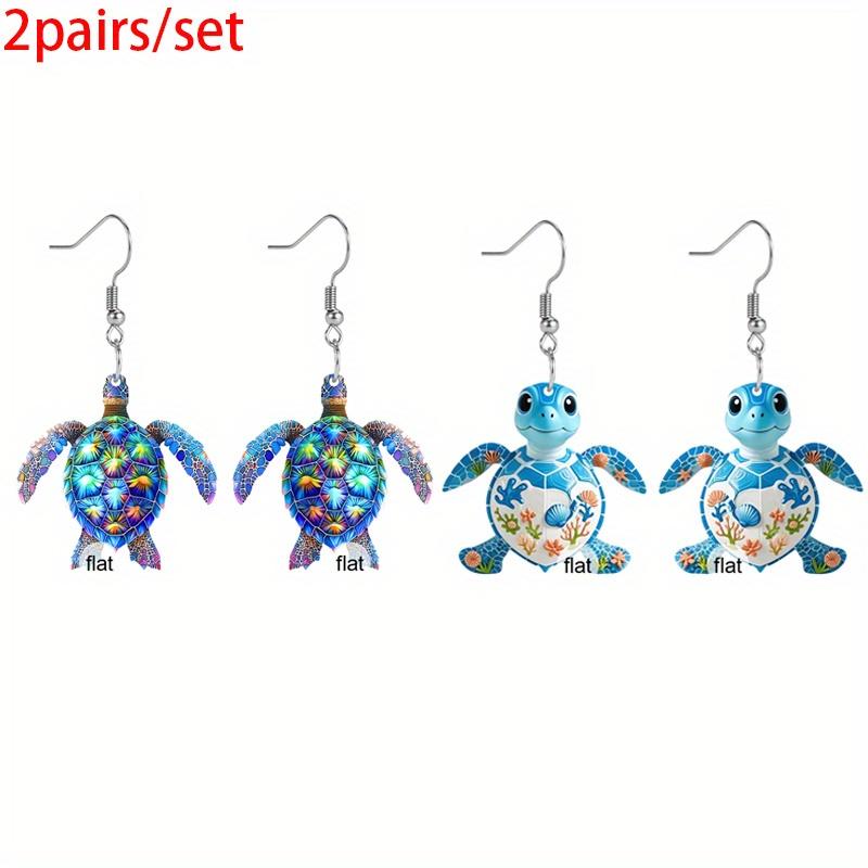 Y2K Colorful Turtle Acrylic Earrings For Women Chic Fashion Earrings Novelty Earrings Summer Vacation Casual Earrings