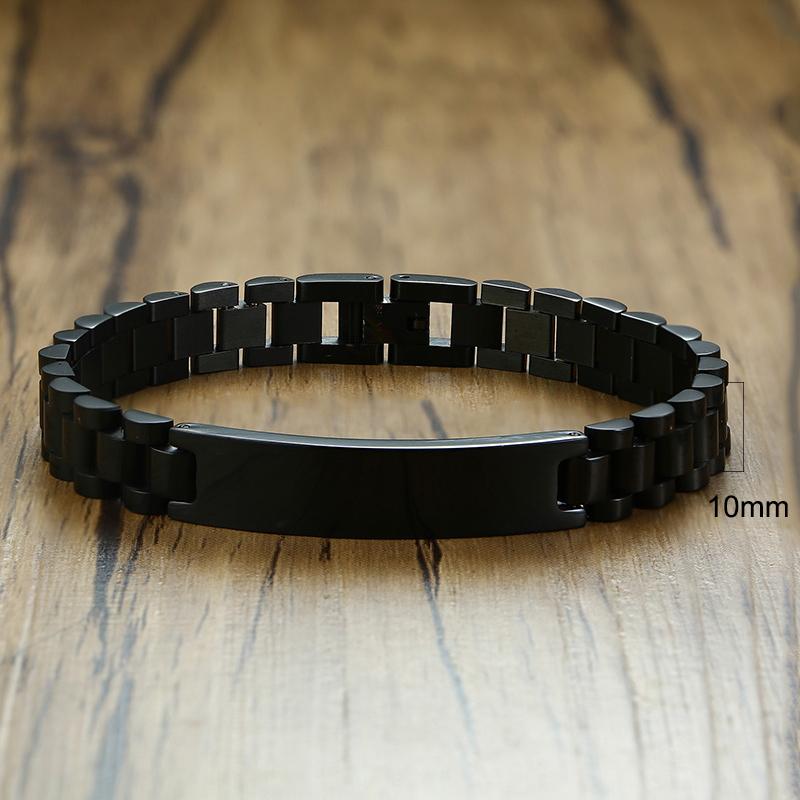 Vnox Gold Tone Stainless Steel Mens ID Bracelets Free Engraving Laser Name Date Customize Gift 19.5cm