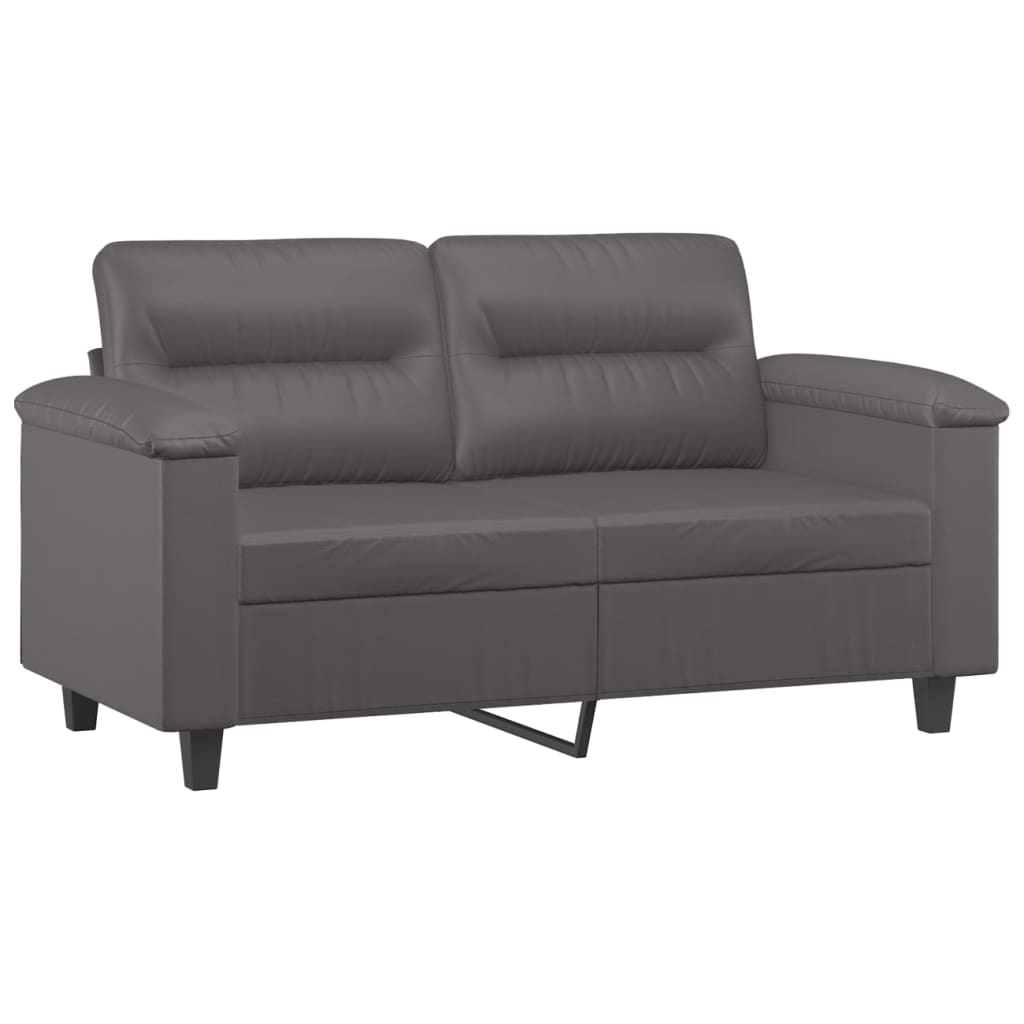 Vidaxl 3-Cz. Sofa Set with Cushions, Grey, Faux Leather