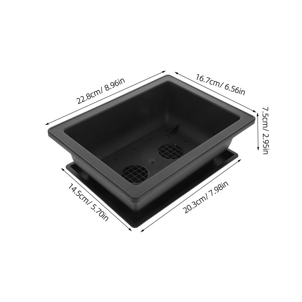 Ibasenice Set of 3 Rectangular Shallow Bonsai Pots with Planting Trays for Breathable and Perfect for Seedlings and Succulents. Moisture-retaining,