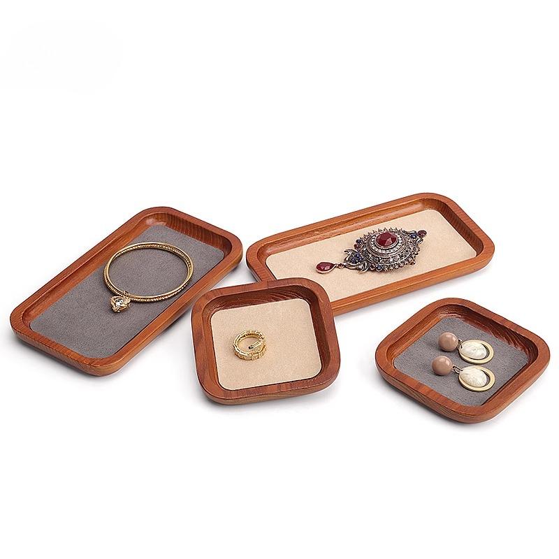 Classic Solid Wood Decorative Jewelry Trays Beaded Bracelet Necklace Ring Jewelry Display Plates Storage and Viewing Tray