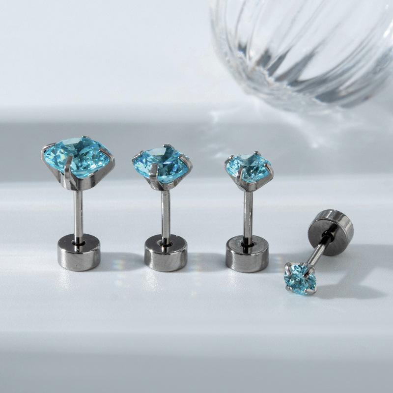 Henson Titanium Ear Cartilage Studs with Dopamine Colored Zircon Screw Disc Earrings