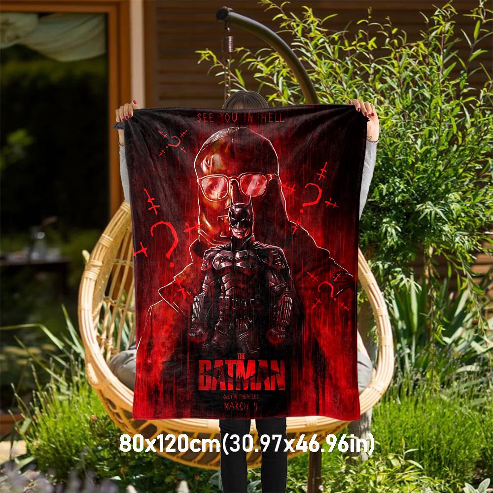 

1pc BATMAN SEE YOU IN HELL THEATERS Outdoor Blanket - Throw Blanket, Soft , Flannel Blankets, Living Room, Travel, Camping-1102023 80x120cm