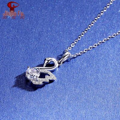 Collier Cygne en Argent Sterling S925 avec Sertissage Diamants, Design Japonais et Coréen, Bijoux de Mode pour Femmes.