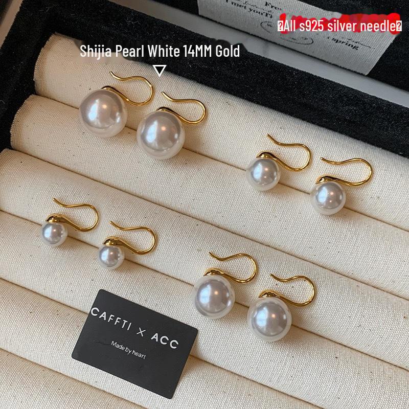 S925 Sterling Silver White Pearl High-Heel Earrings for Women – Luxury Niche Design