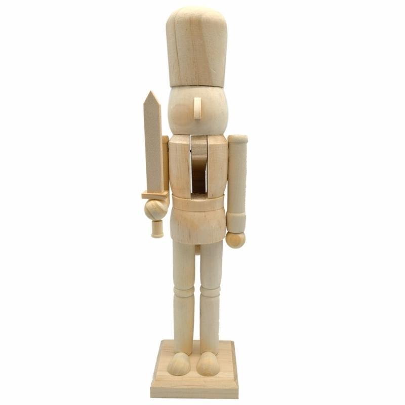 38cm Christmas Nutcrackers Soldier Unfinished Nutcrackers Figurine Painting Craft Unpainted Puppet Ornament Decors