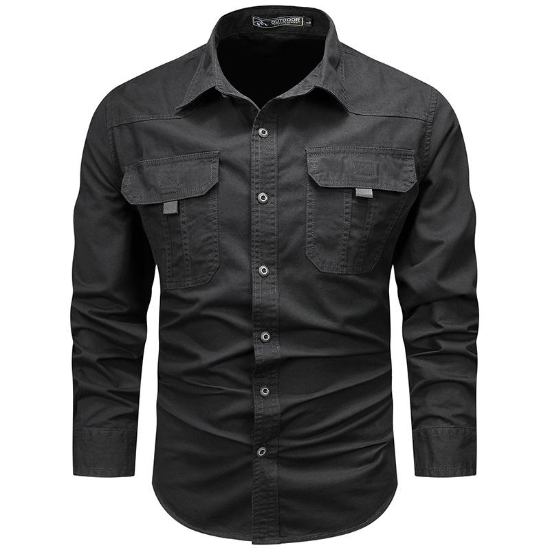 2025 Men's Pure Cotton Long-Sleeved Casual Shirt - Trendy Spring/Autumn Workwear Top