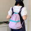 Contrast Color Drawstring  Backpacks Korean Style Shoulder Bag Cute Light Soft Nylon Bag  Girls