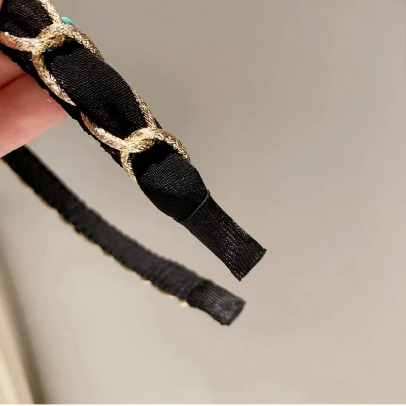 Beautiful Hairbands Fashion Metal Chain Organza Decorative Headbands Girl Headwear Woman Hair Accessories