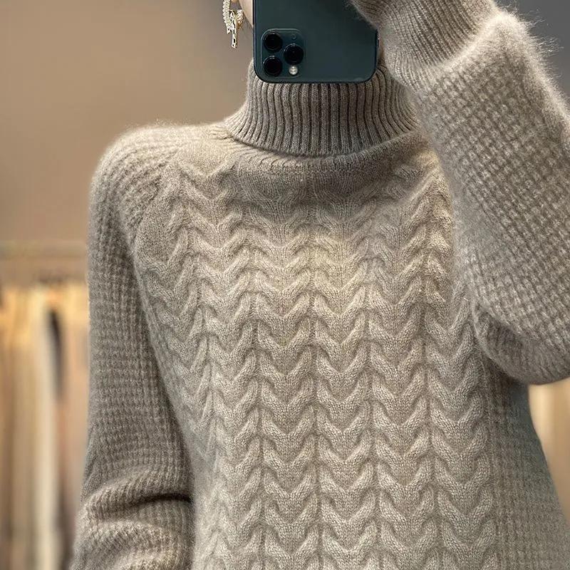 Fashion Cashmere Turtleneck Sweater Women Autumn Winter Pullover Jumper Pull Femme Streetwear Casual Knitted Sweater