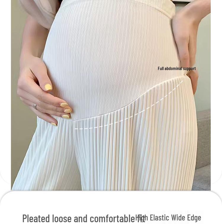 Women's Summer Ice Silk Maternity Pants - Thin, Straight Leg, Petite, Drapey Wide-Leg Style