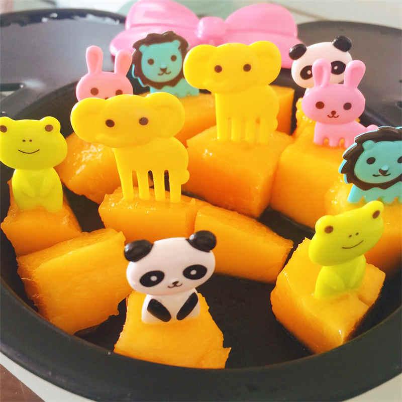 10Pcs/Set Kids Animal Cartoon Fruit Fork Sign Fruit Toothpick Bento Lunch Decor