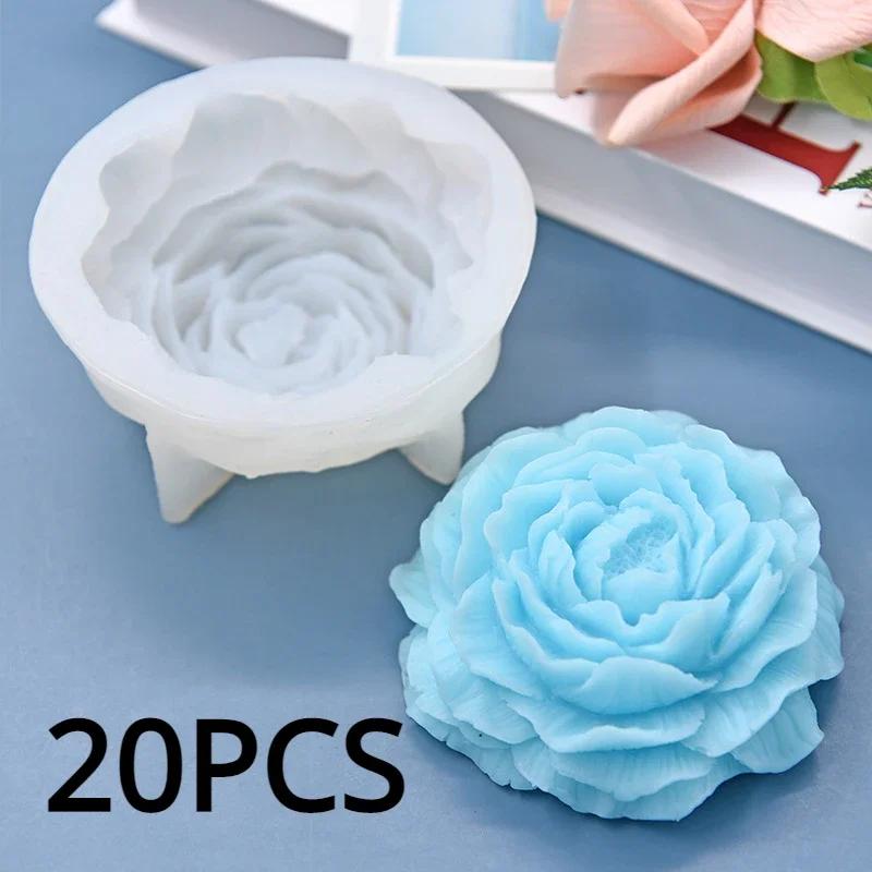 Peony Silicone Candle Mold Aroma Plaster Soap Resin Flower Mould Birthday Holiday Gift Wedding Souvenir Home Decoration