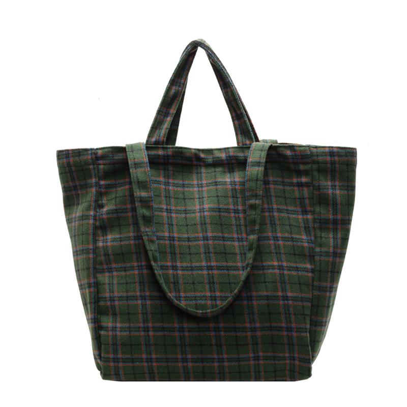 Women's Large Capacity Tote Bag Plaid Handbag Commuter Shoulder Bag