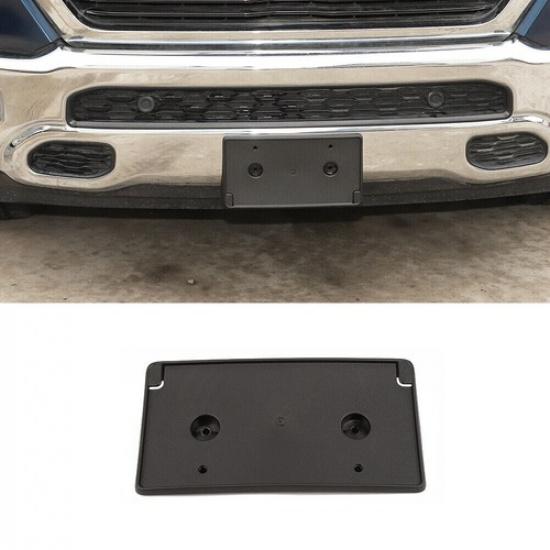 Black Front License Plate Holder Mount Bracket Cover Trim For Dodge Ram 1500 18+