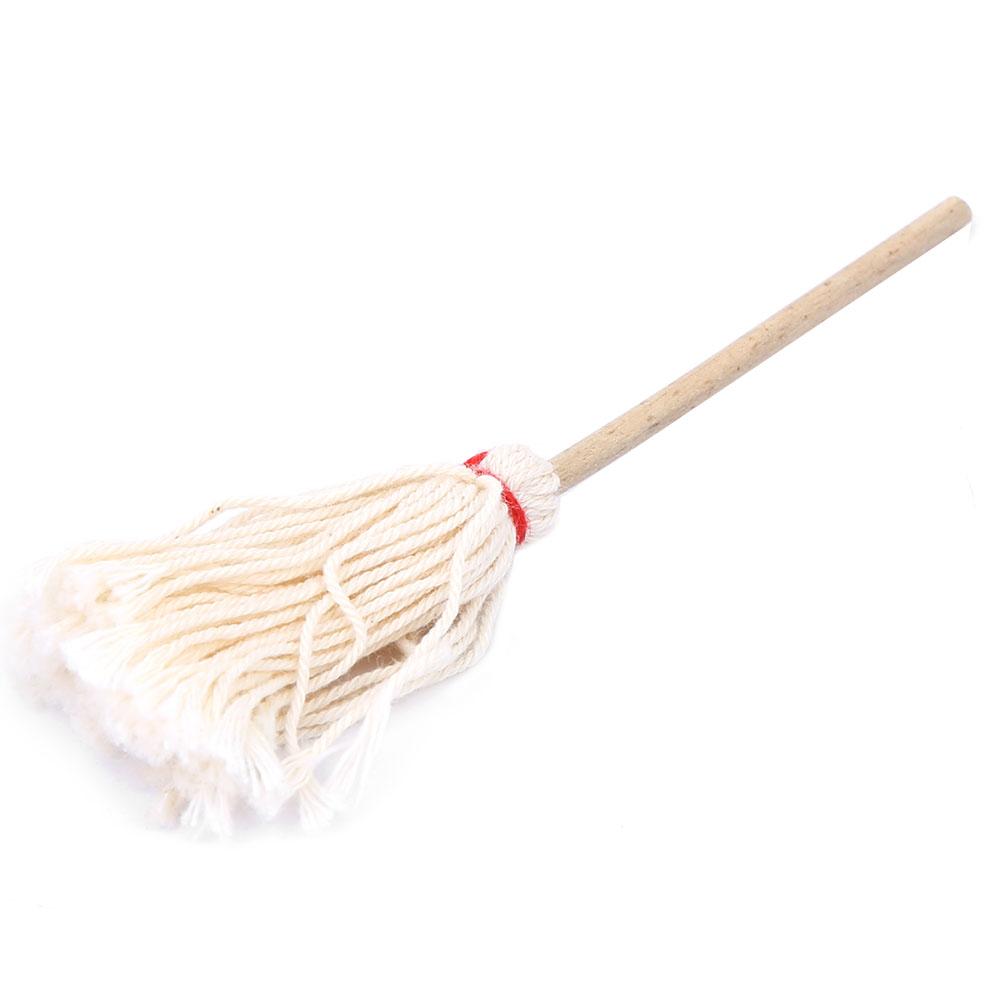 Fun Broom and Bucket Set Wooden Cleaning Accessory Decorative Furniture for Toy