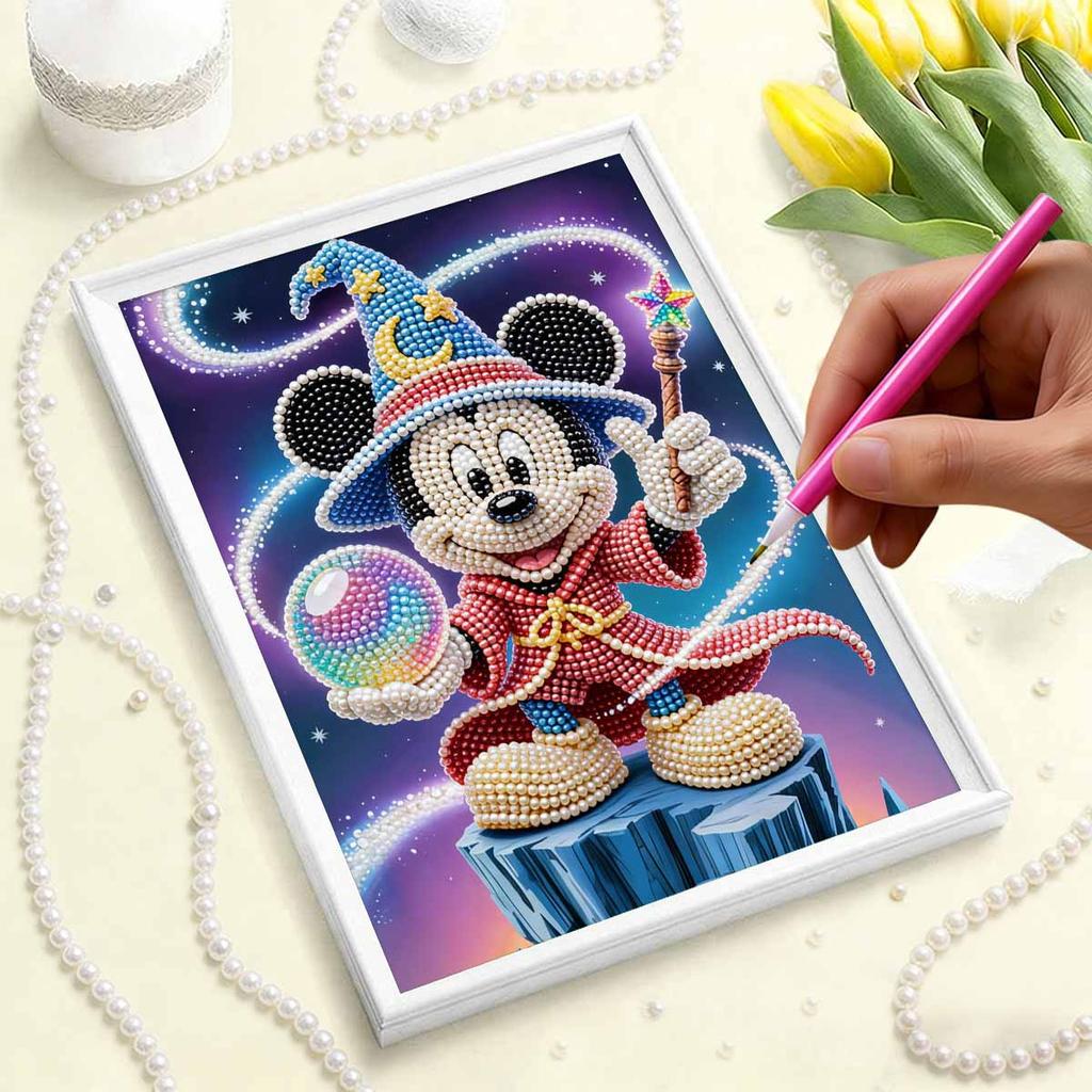 Disney Pearl Painting Wizard Mickey Creative Art 5D Pearl Embroidery Cross Stitch Kit Handmade DIY Home and Room Decor Gift