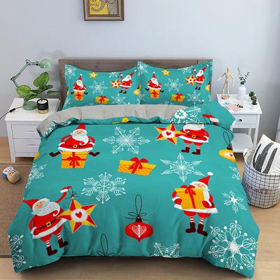 Mery Christmas King Quen Soft Duvet Cover XMAS Beding Set for Kid Santa Claus Comfortable Quilt Cover Carton 2/3pcs Polyester Warm Comforter Cover