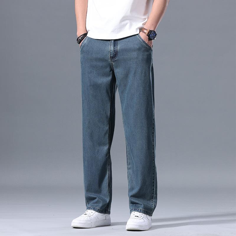 New Tencel Denim Casual Trousers for Men: Loose-fitting, Drapey Wide-leg Trousers
