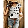 Womens V-Neck Short Sleeve Loose T-Shirt With Colorful Polka Dot Print Casual Oversized Top Daily Wear
