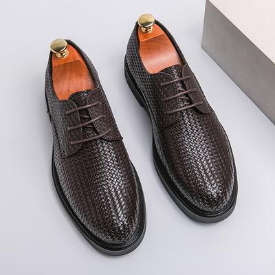 Luxury Retro Woven Pattern Leather Oxford Men's Business Shoes Office Fashion Shoes Male Lace-up Formal Shoes Black Zapatillas