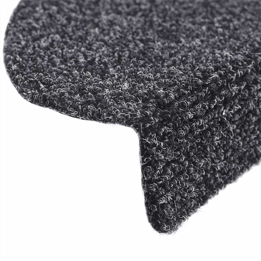 Self Adhesive Stair Treads 10 pcs 56 x 17 x 3 cm Dark Gray Semi Round
