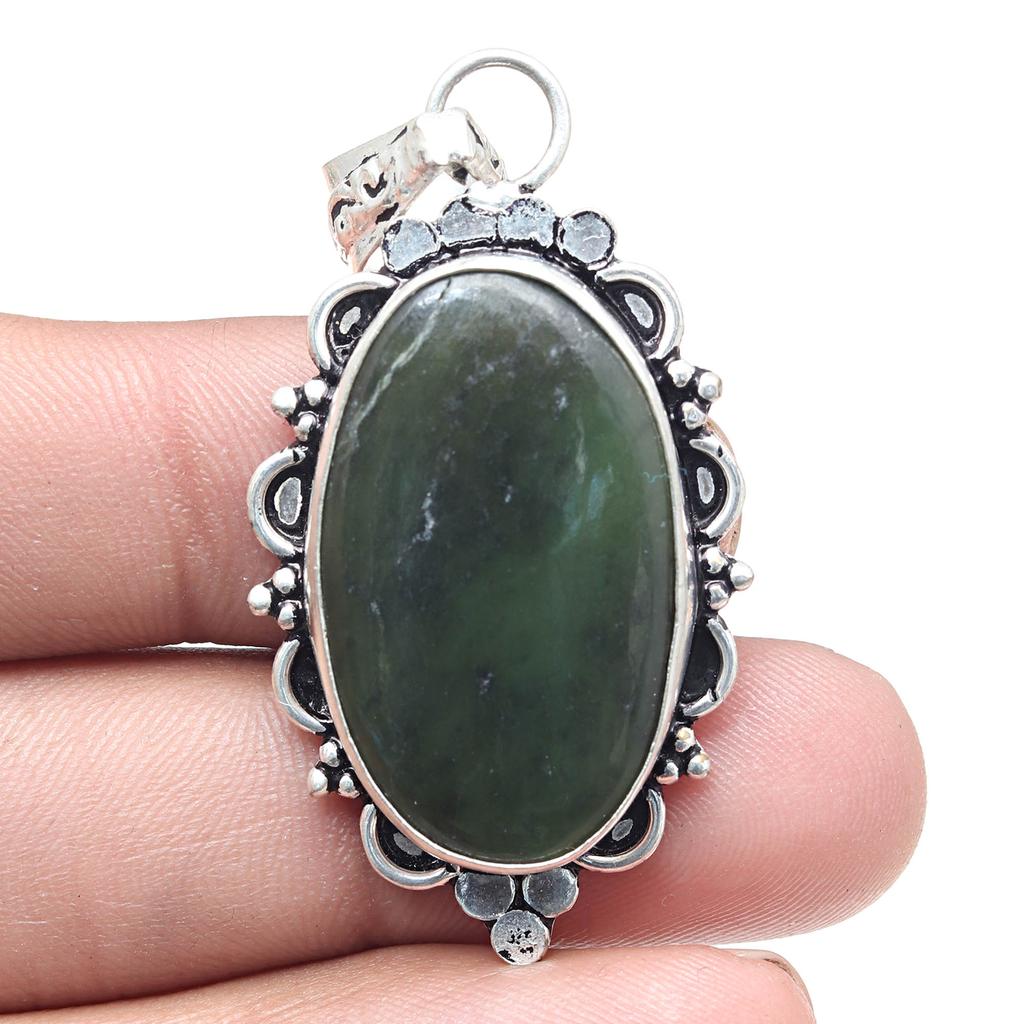 Pendant Vassolite Gemstone Valentine'Day Gift Silver Jewelry 2.25"