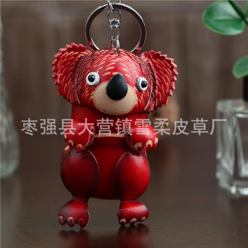 Erste Schicht Rindsleder Koala Schlüsselanhänger Anhänger Niedlicher Taschenanhänger Auto Schlüssel Zubehör Kreative Kleine Puppe Geschenke