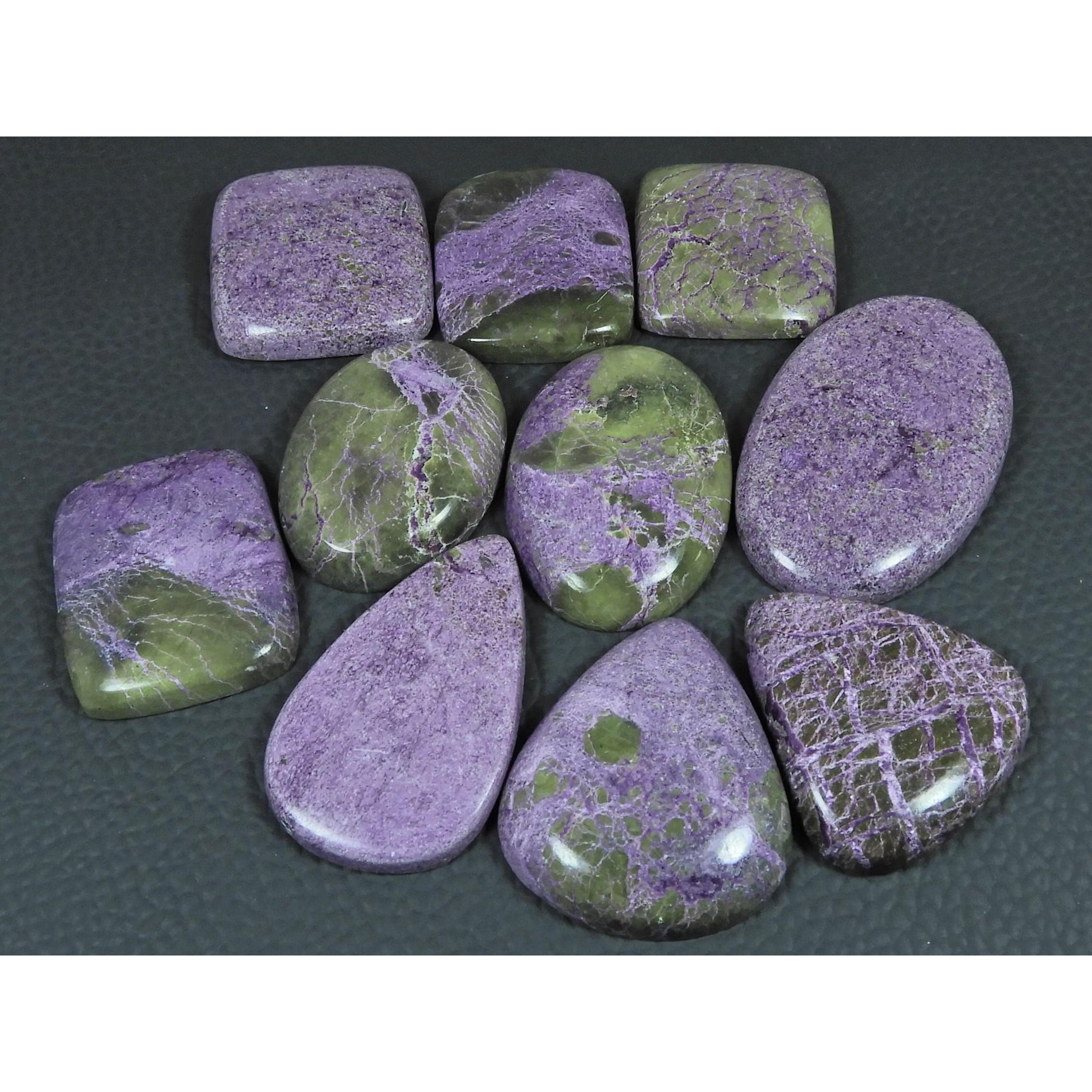10Pcs Natural Stichtite Mix Shape Cabochon Loose Gemstone 333Cts. Lot C-2985