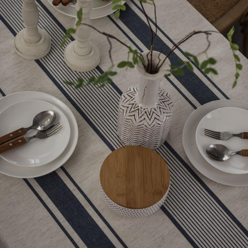 Tablecloth Yarn Cotton and Linen Striped Table Cloth Coffee Table Cloth Rectangle Table Mat