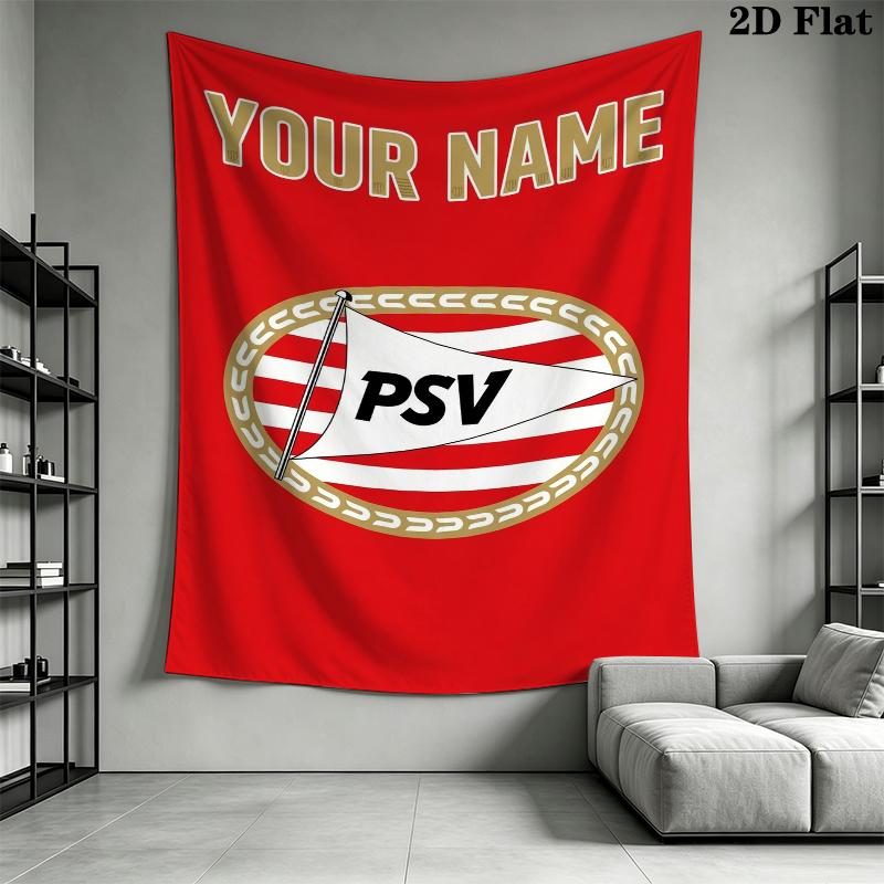 Custom Name PSV Eindhoven Wall Tapestry Aesthetic Wall Hanging Printed Fabric Blanket Decorative Tapestries for Bedroom Living Room Home Decor