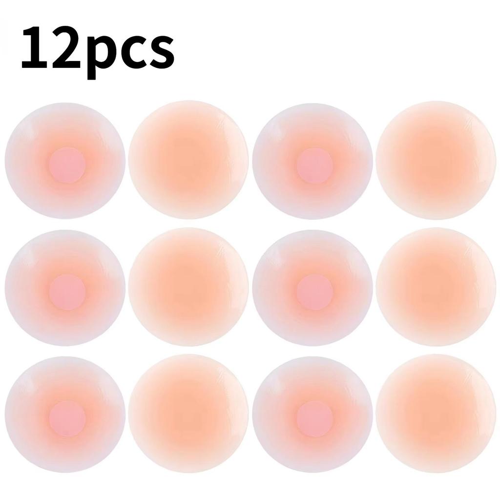 12Pcs Silicone Nipple Covers, Reusable Breast Pasties for Women, Invisible Chest Pads for Backless Dresses & Bathing Suits