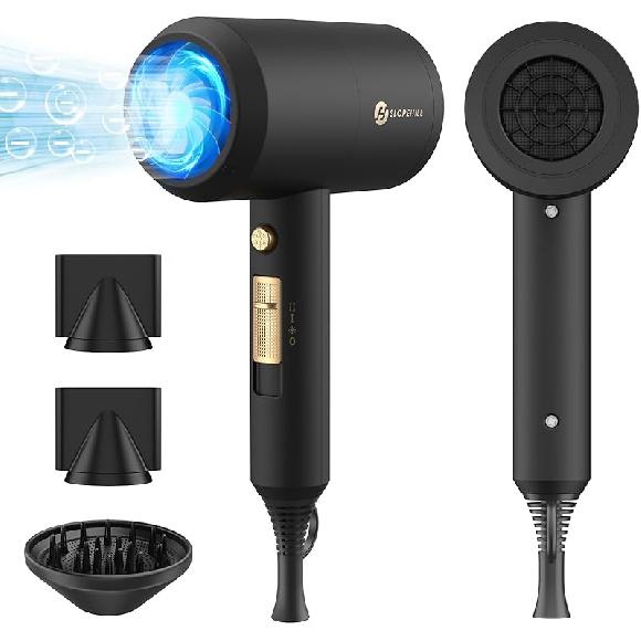 Slopehill Professional Ionic Hair Dryer, Powerful 1800W Fast Drying Low Noise Blow Dryer with 2 Concentrator Nozzle 1 Diffuser Attachments for Home