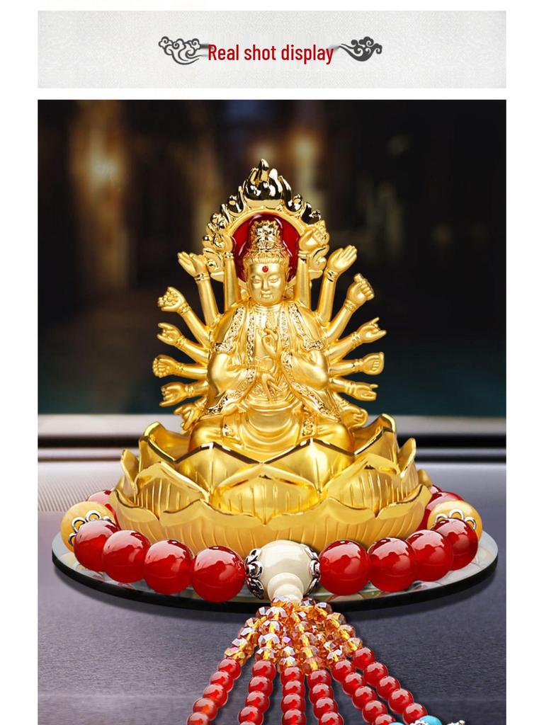 Alloy Double-Sided Thousand-Hand Guanyin Dashboard Ornament with Perfume Base