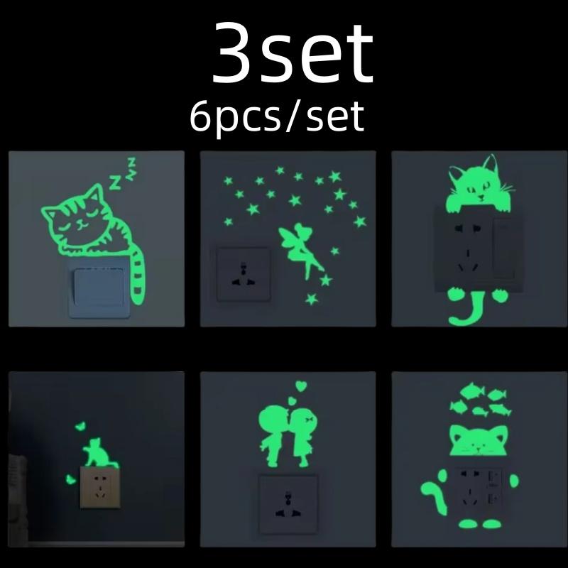 Luminous Switch Stickers Glow In The Dark Decorative Sticker Kids Room Cartoon Cat Dog Fairy Star Pvc Wall Home Decoration 2026