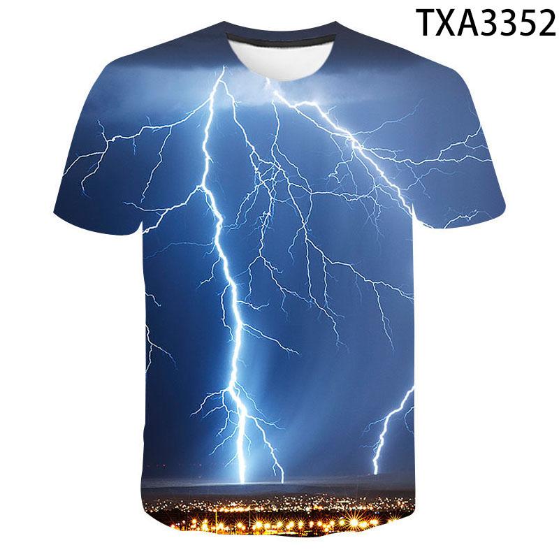 Fashion Summer Thunderbolt T Shirt Men Women Children Lightning Flash 3D Print T-shirt Boy Girl Kids Short Slevee Tops Cool Tee
