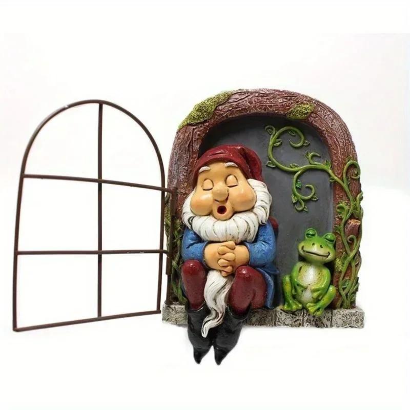 Drinking Dwarf Window Hanging Creative Resin Outdoor Garden Tree Hanging Hanging Crafts Landscape Garden Decoration Figurines