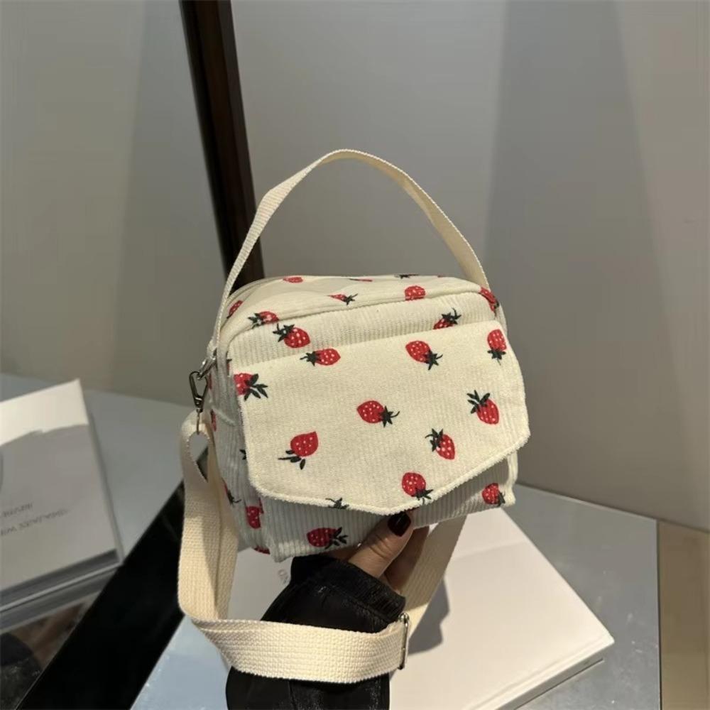 

Casual Corduroy Crossbody Bag Cartoon Adjustable Strap Shoulder Bag Large Capacity Shopping Work Date Party Bags білий