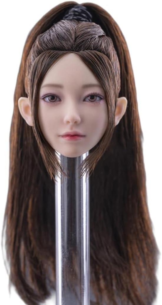 

Скульпт головы женского тела масштаба 1/6, красивая девушка Мэнди с прошитыми волосами для 12-дюймового женского тела PH TBL JO (Коричневый высокий хвост)